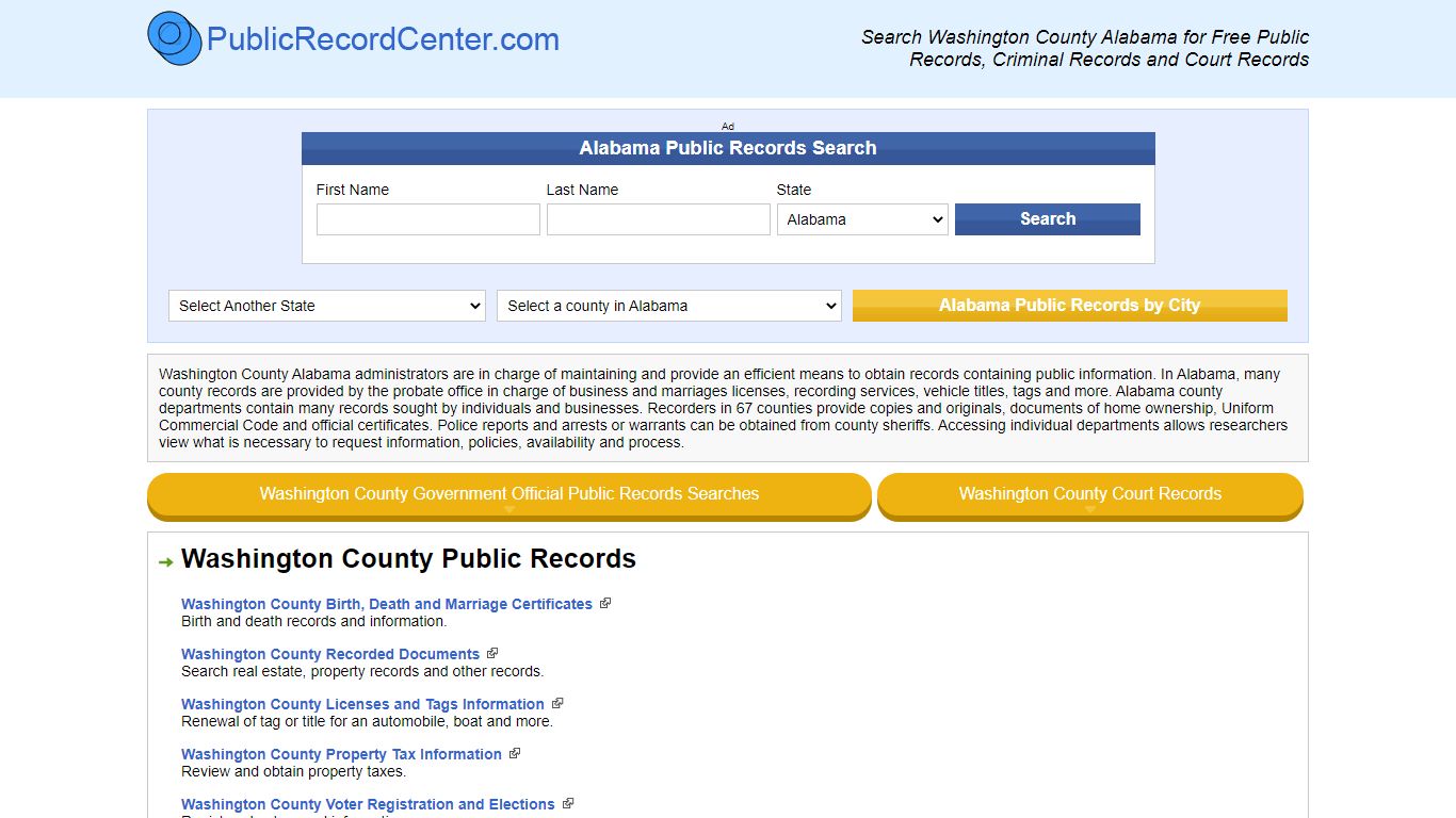 Washington County Alabama Free Public Records - Court Records ...