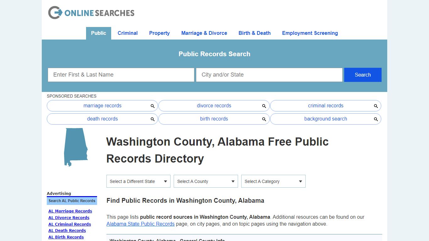 Washington County, Alabama Public Records Directory